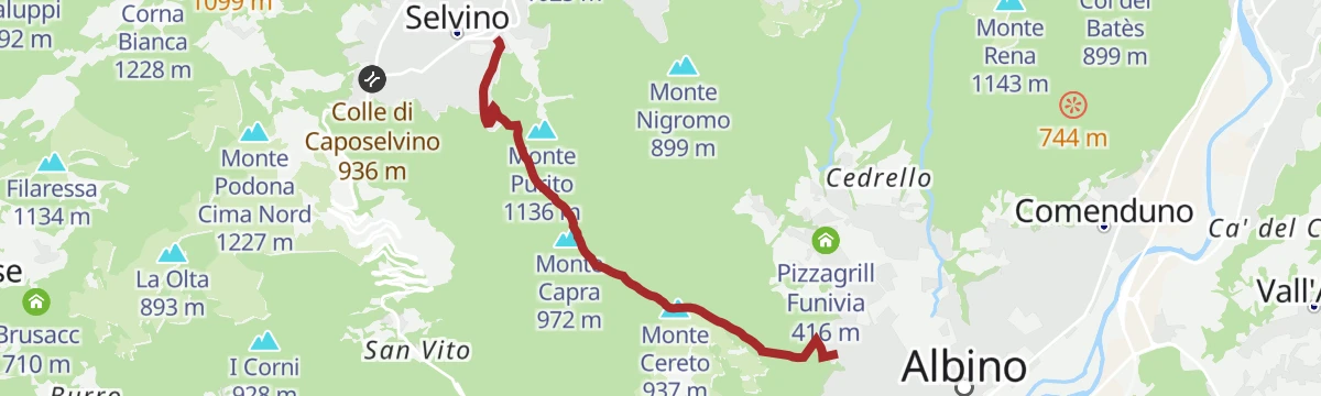 Route map: Sentiero da Albino alla località Masu